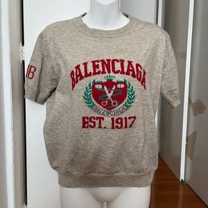 Balenciaga Beige Sweater with Red Logo